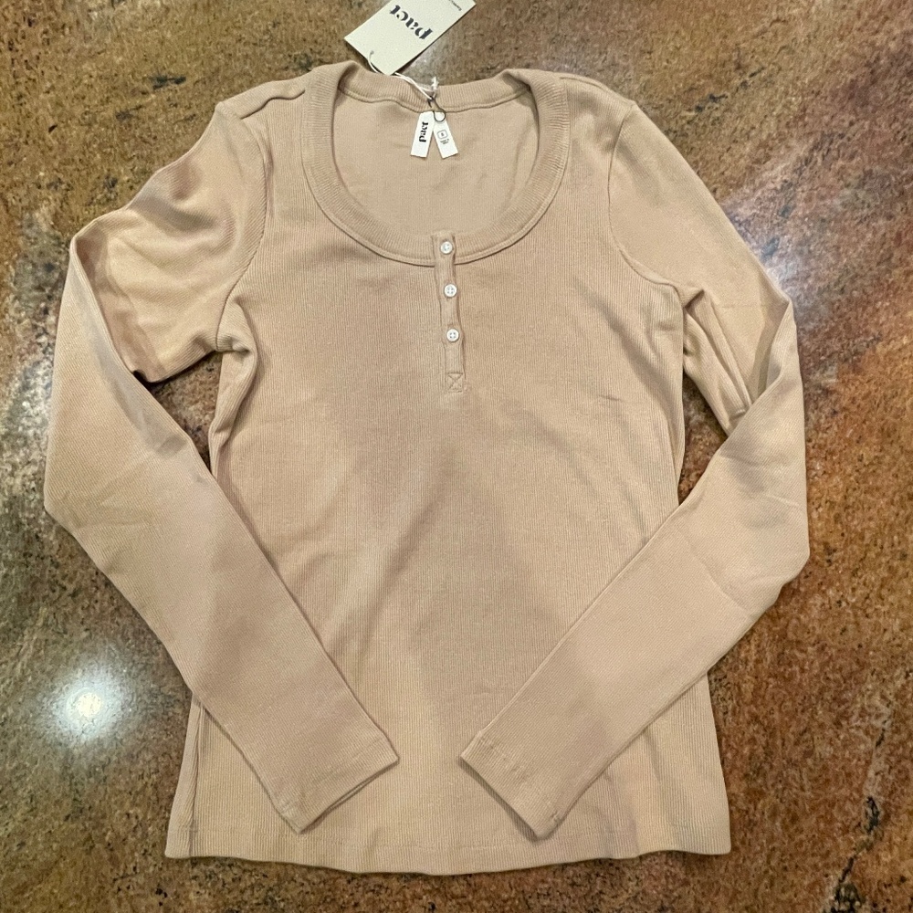NEW! Pact Sesame Dream Rib Slim Henley Long Sleeve Top Size Small NWT! - Picture 11 of 12